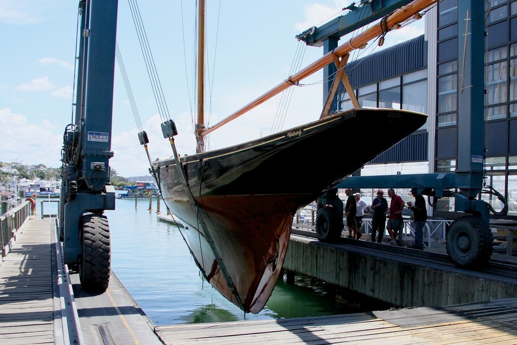 Waitangi shows off her classic Logan lines as she is hauled at Orams on Monday © Richard Gladwell www.photosport.co.nz